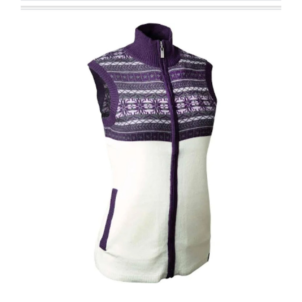 Neve Luna Merino Wool Blend‎ Sweater Vest Size Large Full Zip Purple White